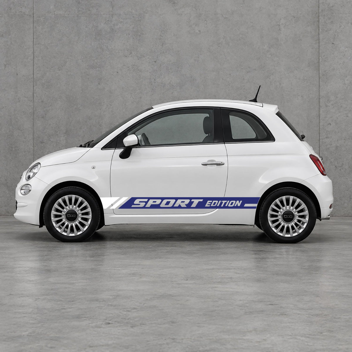 Fiat 500 Sport Edition Side Stripes Kit - Pair Supplied in Navy Blue & White