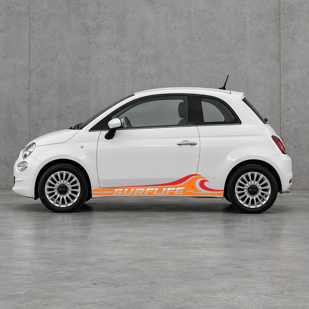 Fiat 500 Surf Life Side Stripes Kit - Pair Supplied in Orange & Red