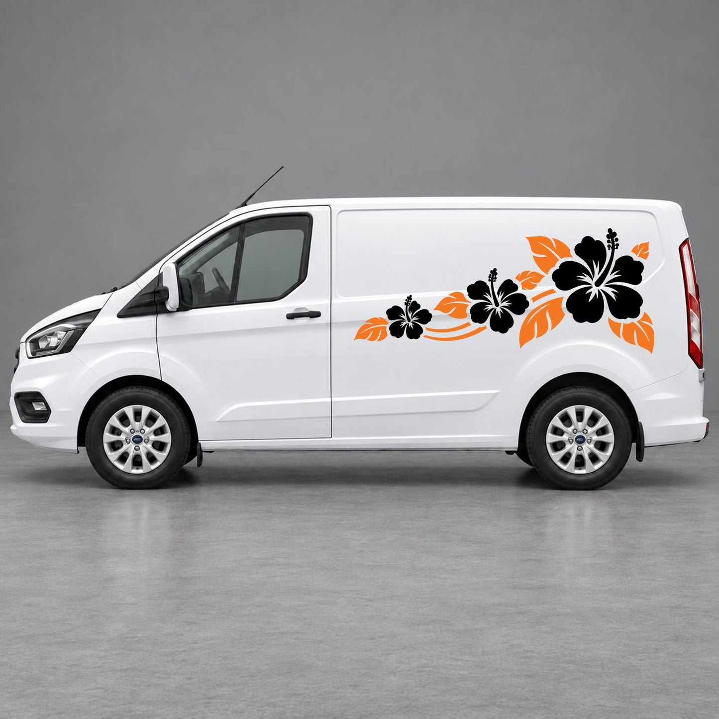 Ford Transit Custom Hibiscus Flower Trail Side Graphics in Orange & Black