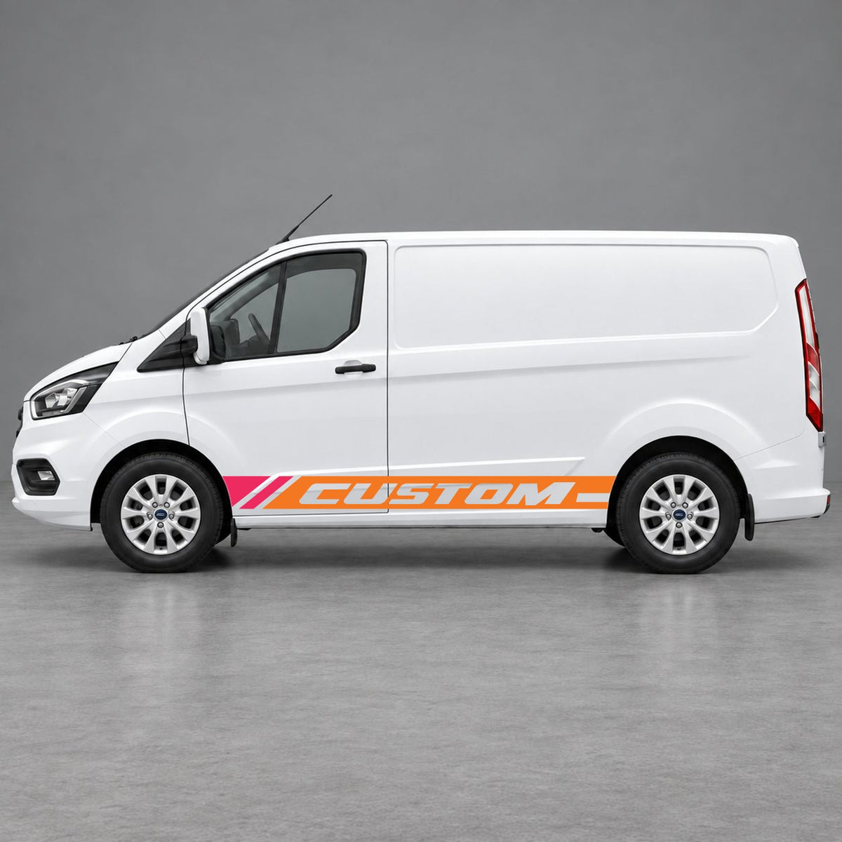 Ford Transit Custom Custom Lower Side Stripes in Orange & Pink