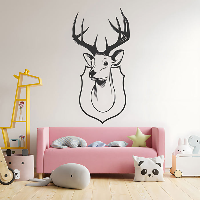 Trophy Stag Head Wall Sticker - Hunting-Themed Rustic Decor