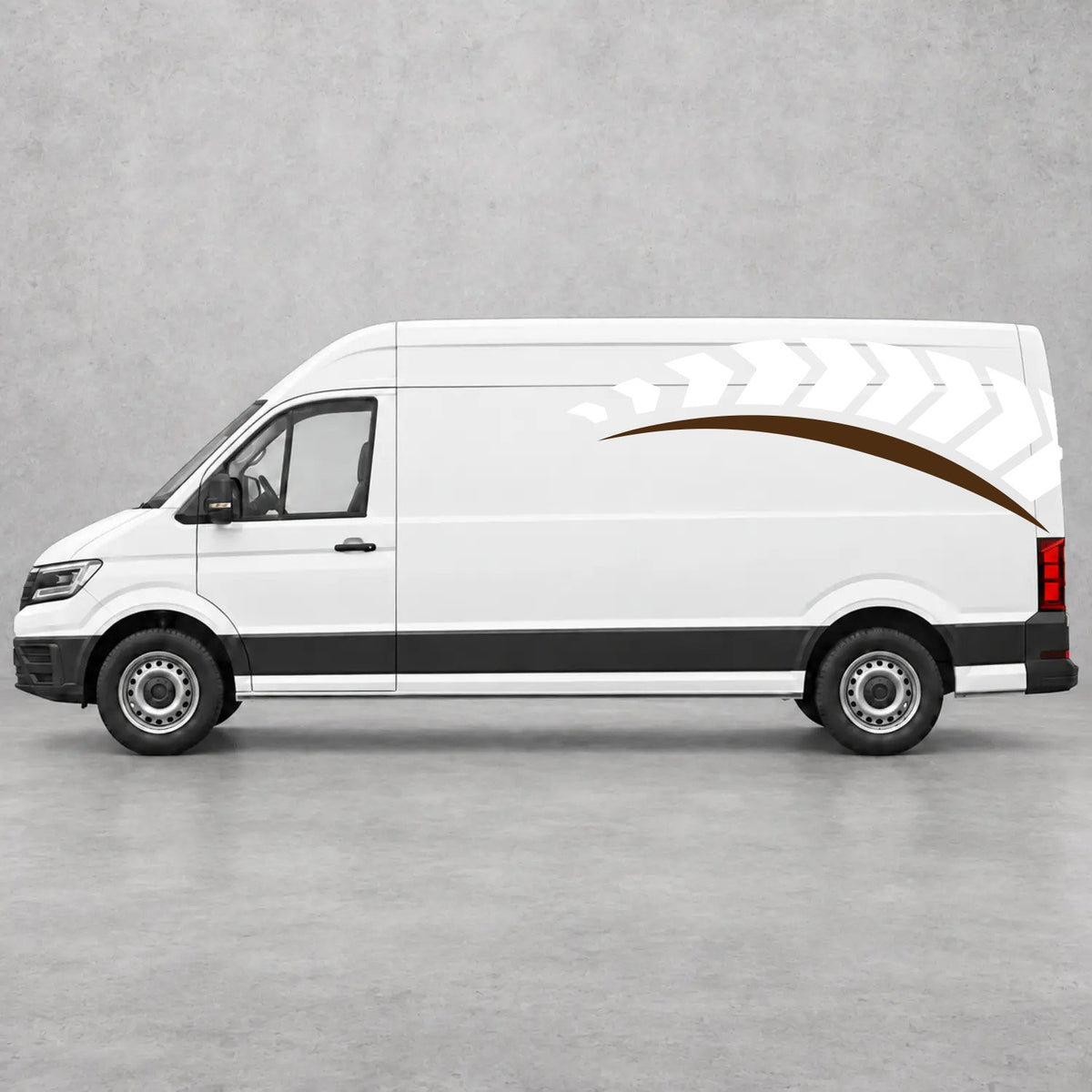 VW Crafter Chevron Track Side Graphics in White & Brown