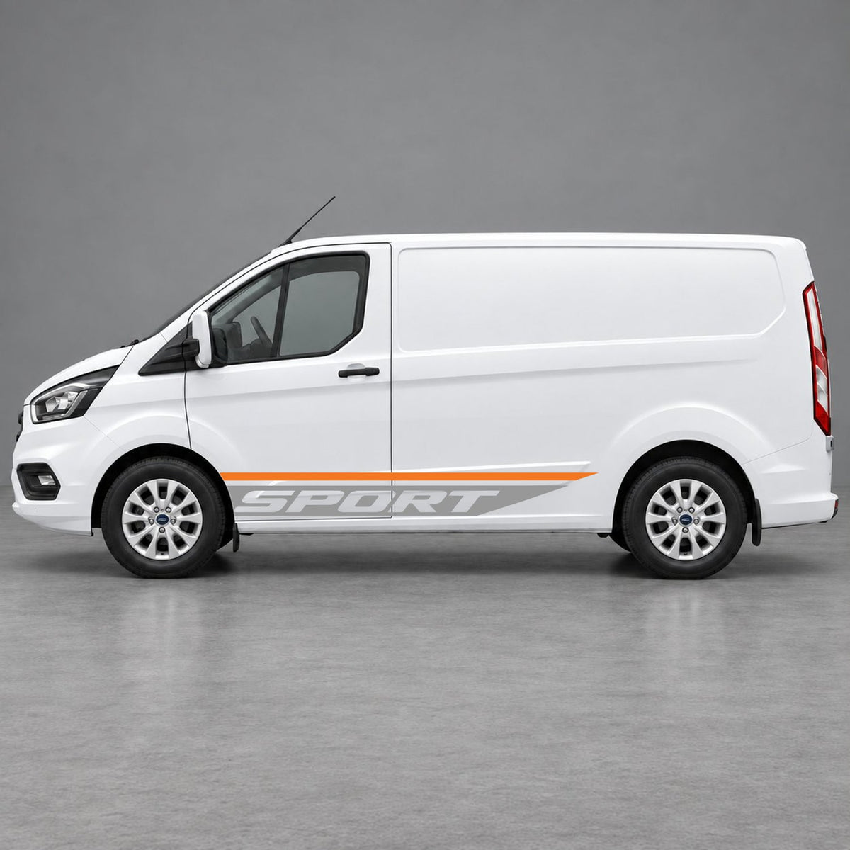 Ford Transit Custom Sport Swoosh Lower Side Stripes in Orange & Grey
