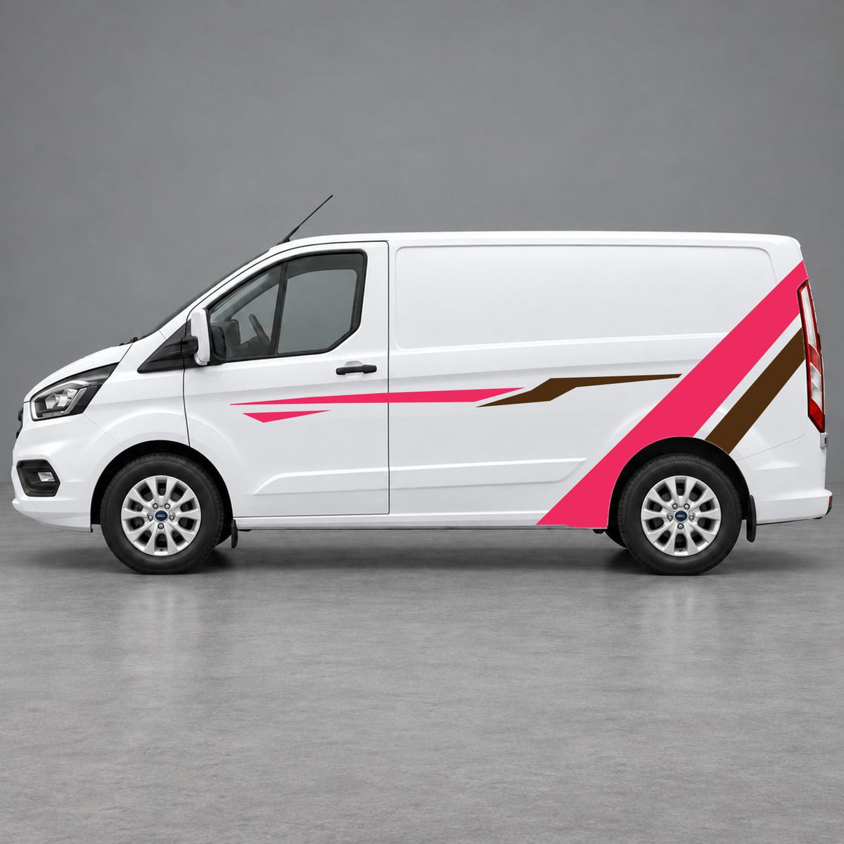 Ford Transit Custom Bold Rear Diagonal Side Stripes in Pink & Brown