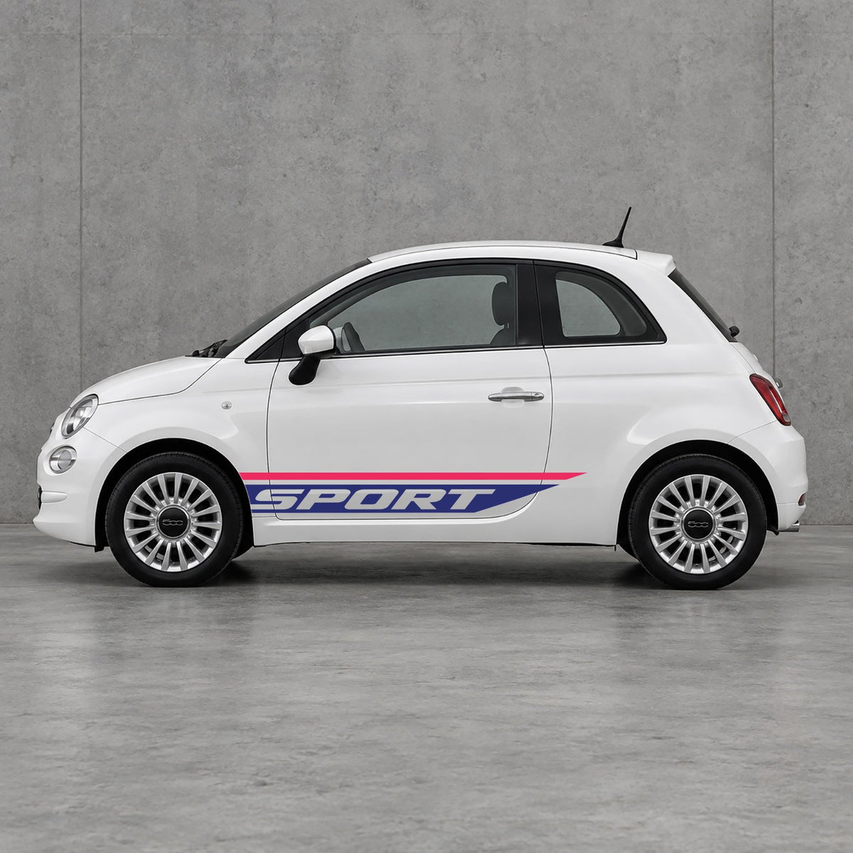 Fiat 500 Sport Lower Side Stripes Kit - Pair Supplied in Pink & Navy Blue