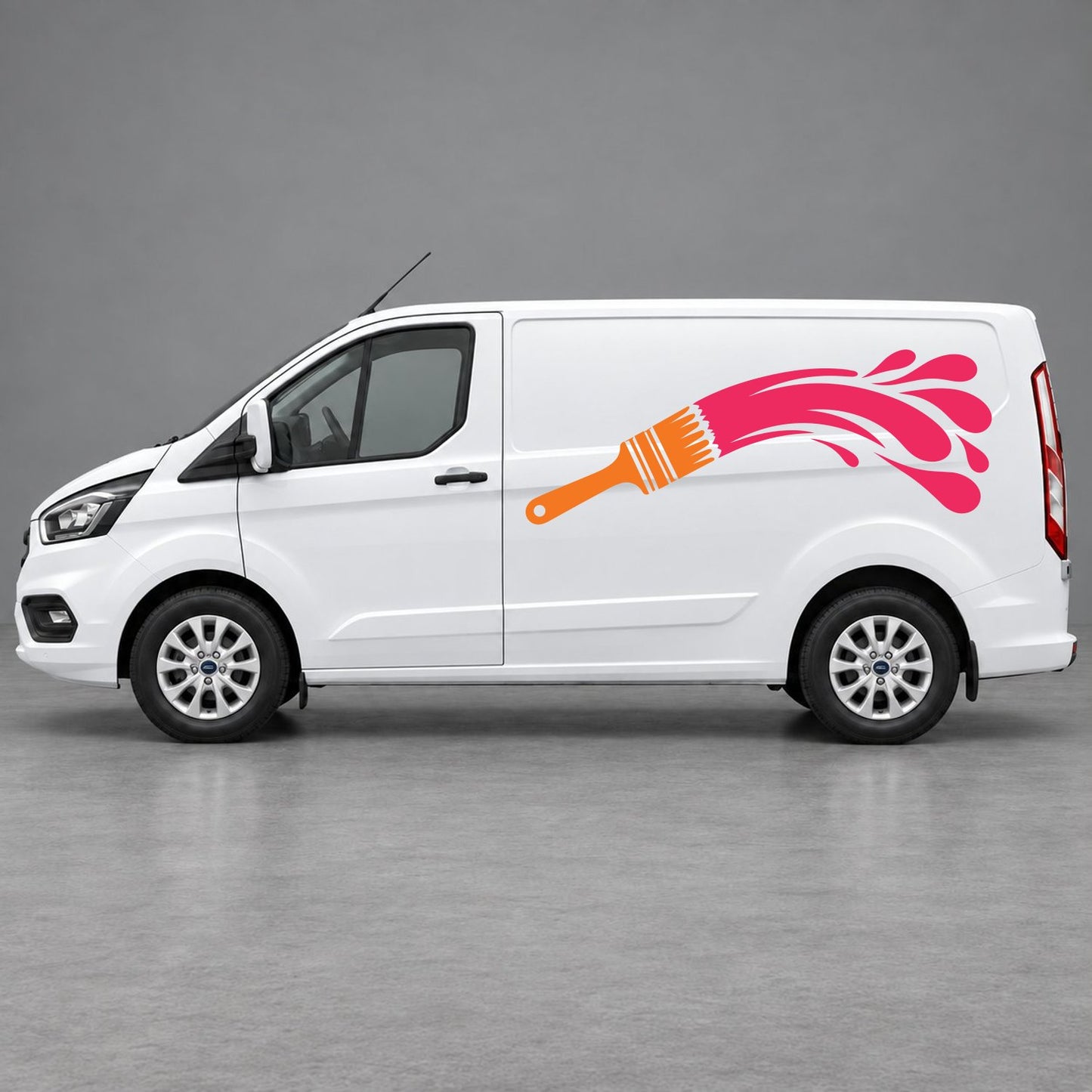 Ford Transit Custom Paintbrush Swoosh Side Graphics in Orange & Pink
