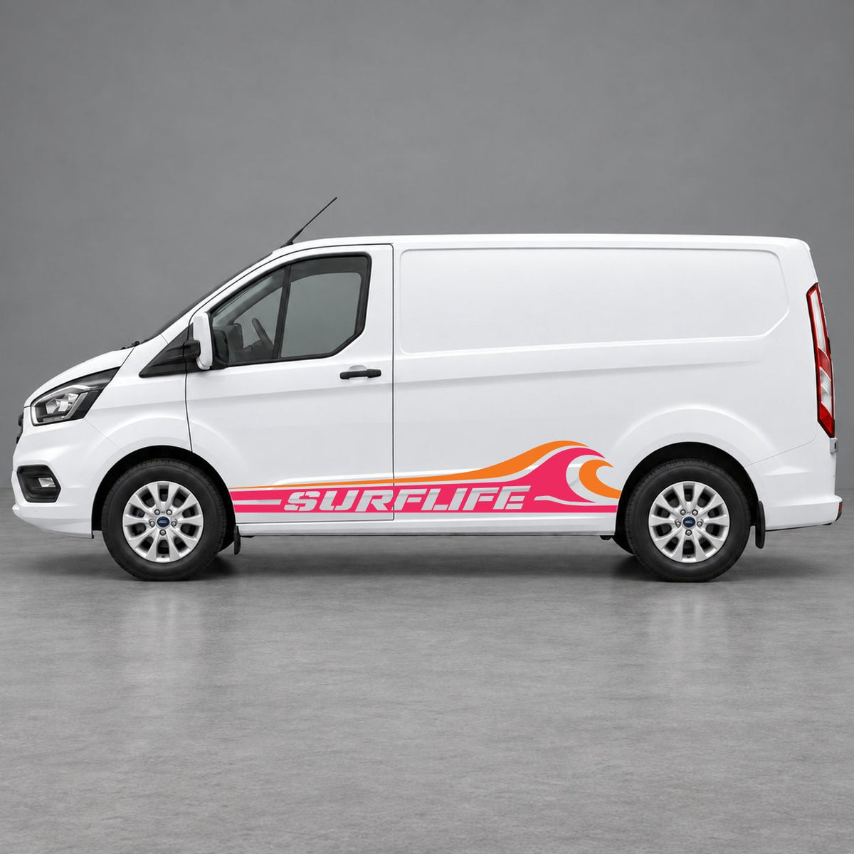 Ford Transit Custom Surflife Wave Side Stripes in Pink & Orange