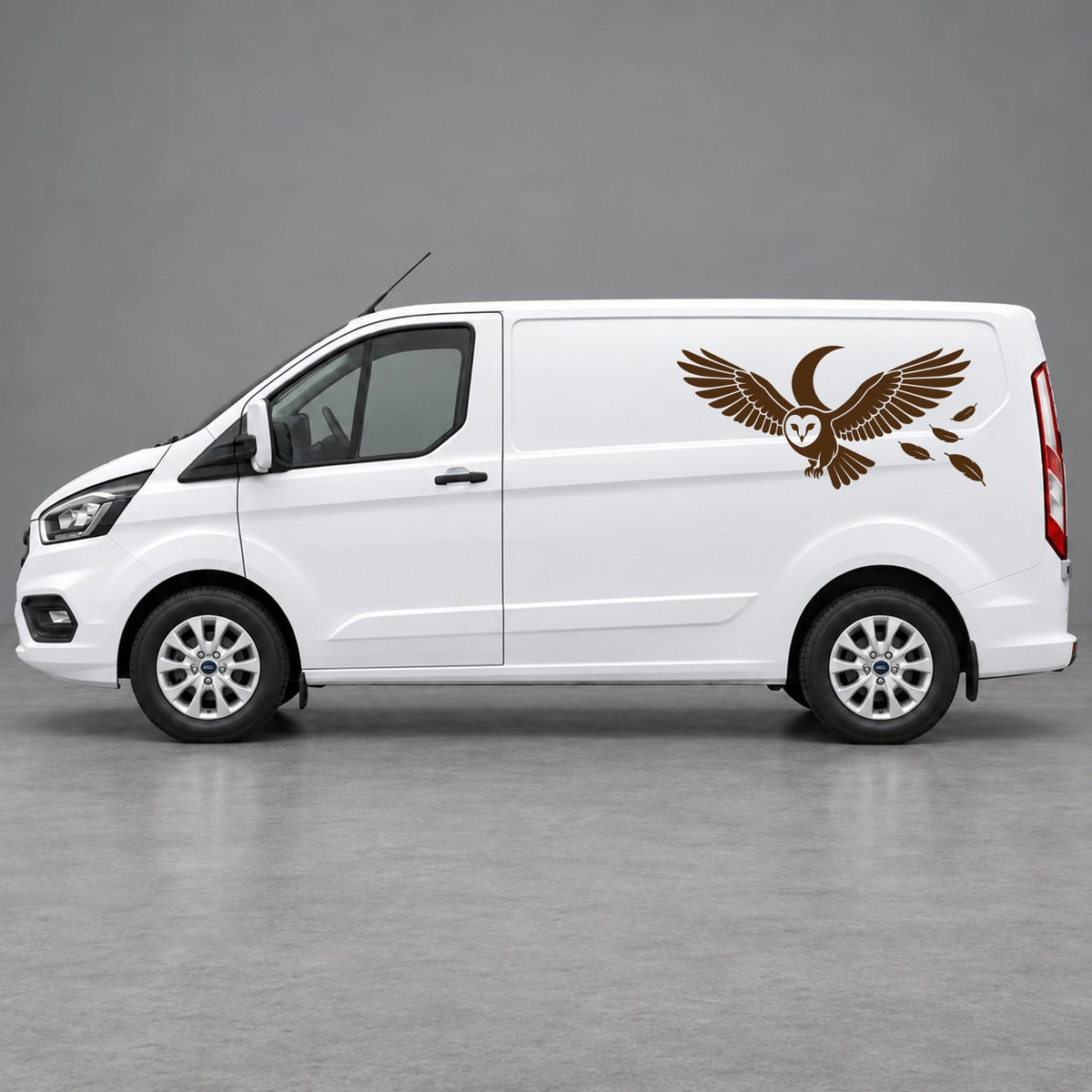 Ford Transit Custom Flying Eagle Side Graphics in Brown
