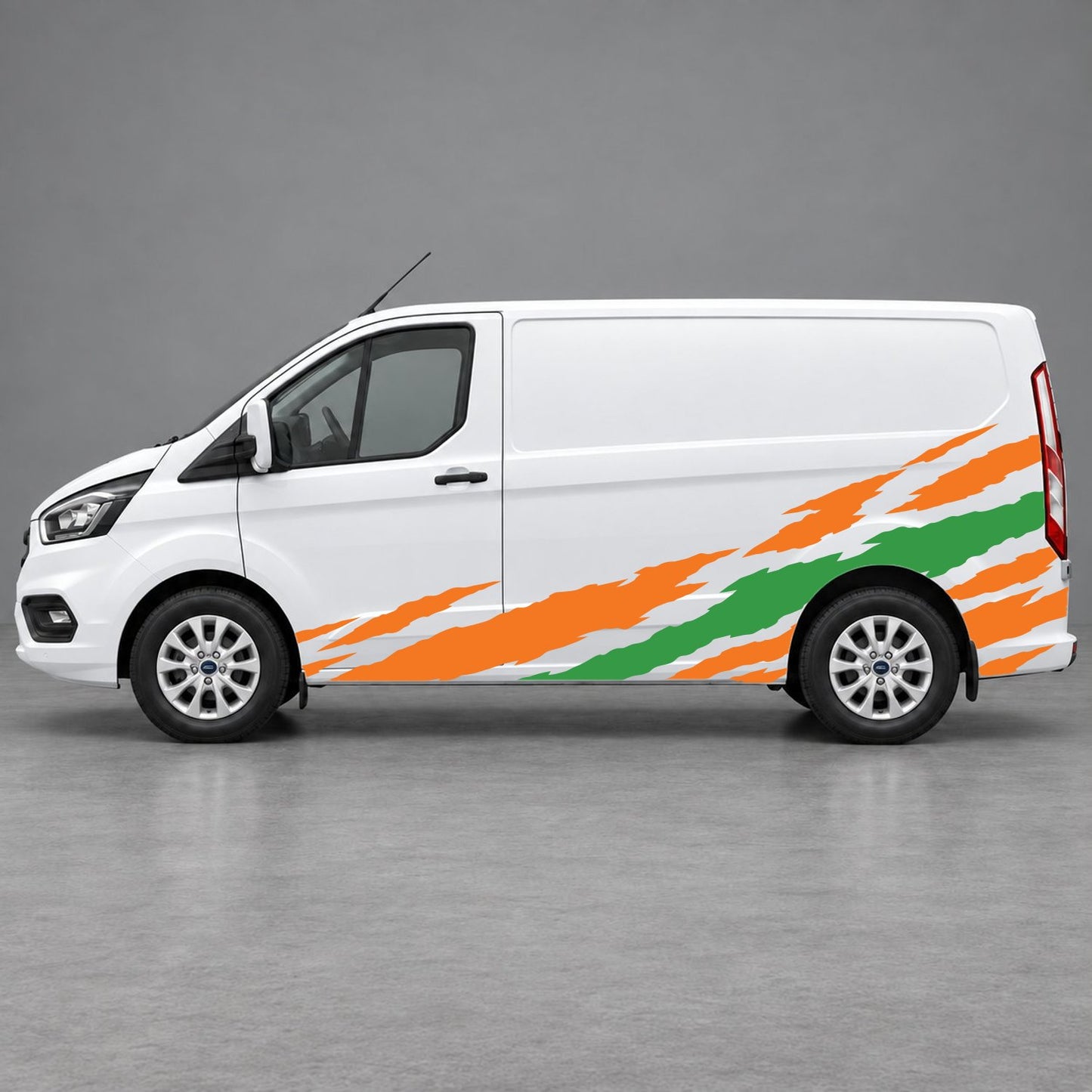 Ford Transit Custom Claw Scratch Side Graphics in Orange & Green