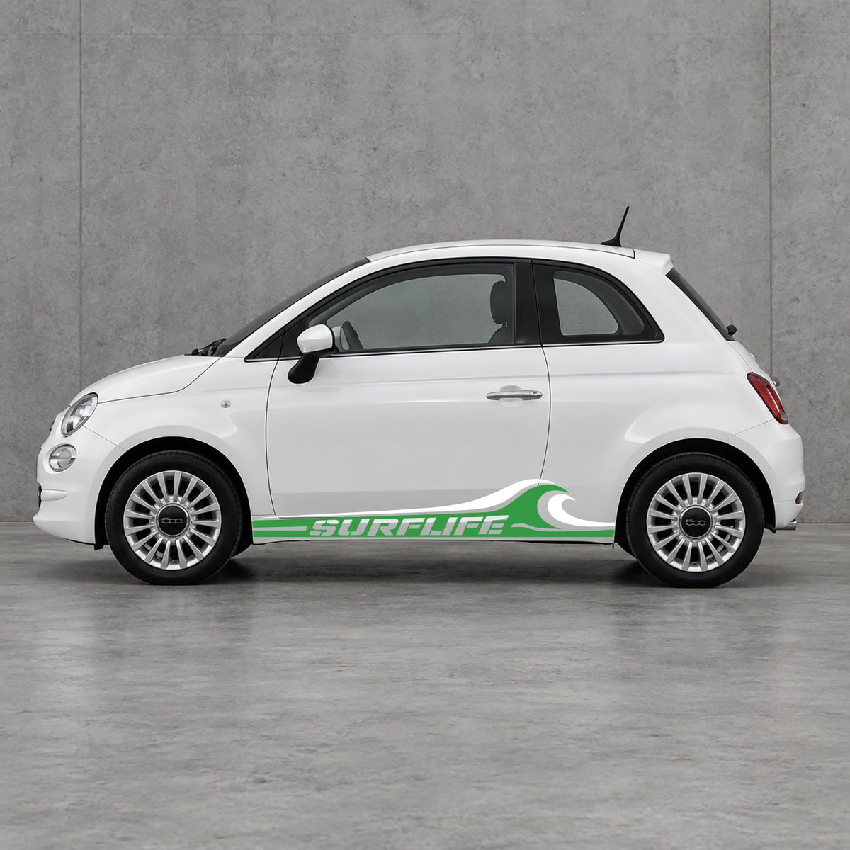 Fiat 500 Surf Life Side Stripes Kit - Pair Supplied in Green & White