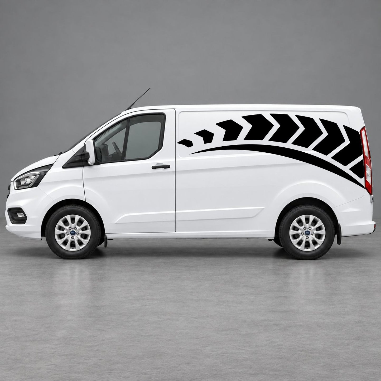 Ford Transit Custom Chevron Track Side Graphics in Black & Black