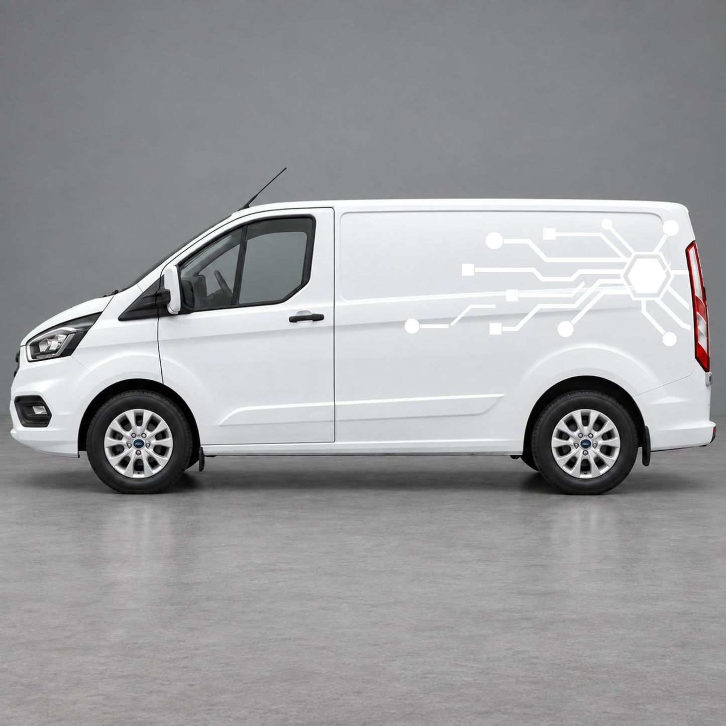 Ford Transit Custom Circuit Board Side Graphics in White