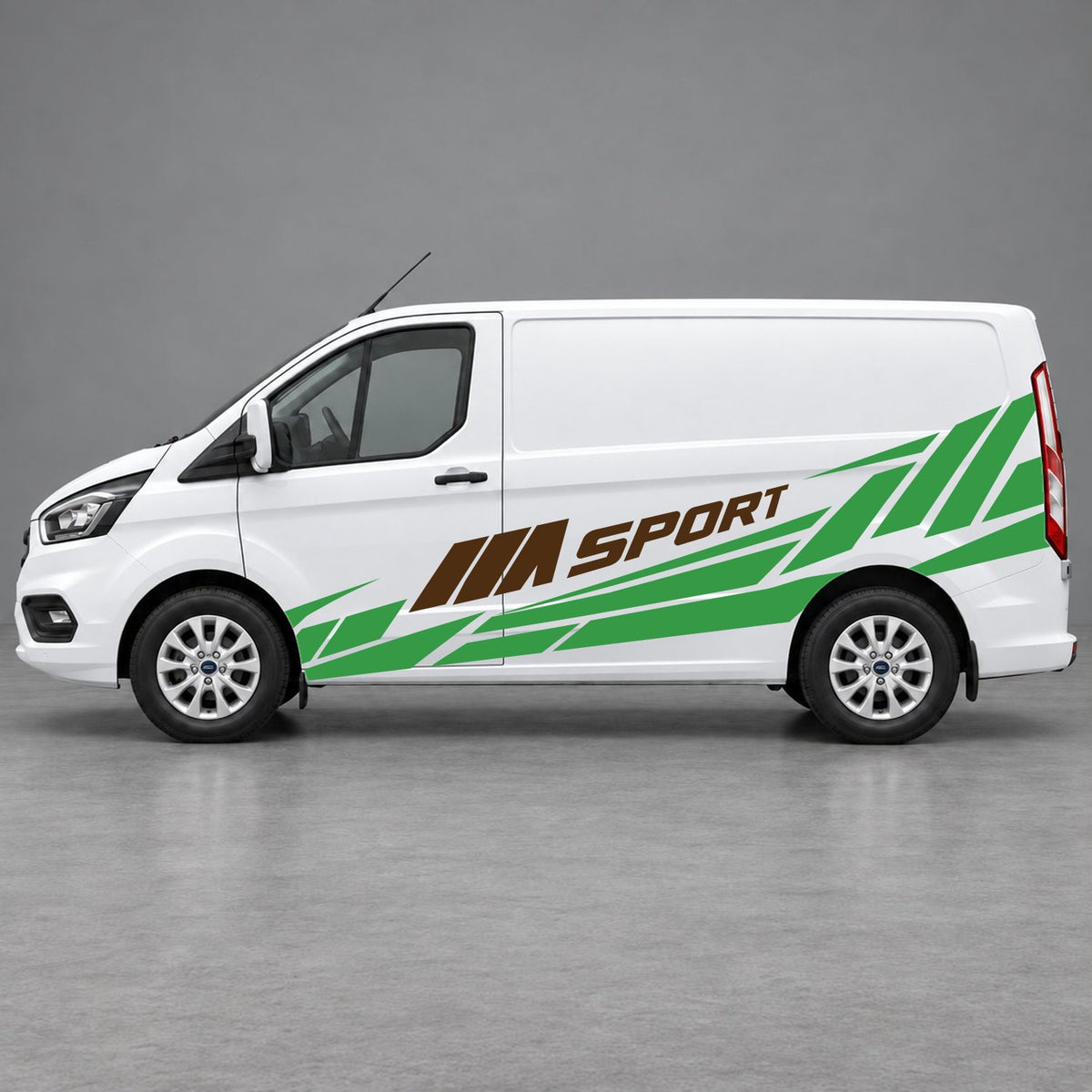 Ford Transit Custom M Sport Racing Side Graphics in Green & Brown