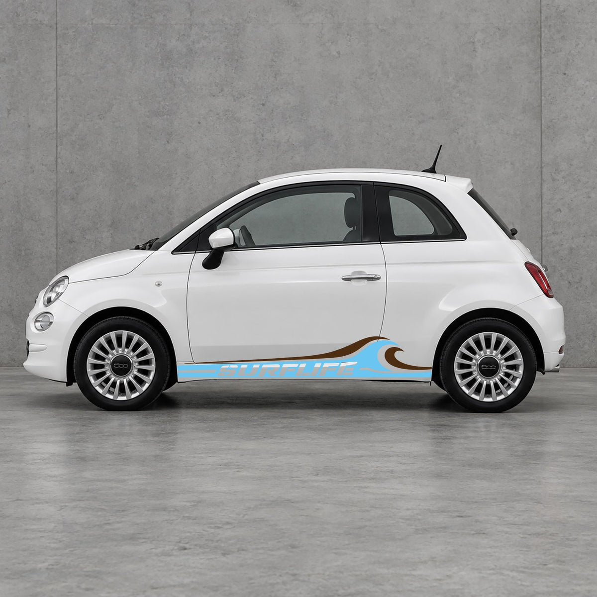 Fiat 500 Surf Life Side Stripes Kit - Pair Supplied in Light Blue & Brown