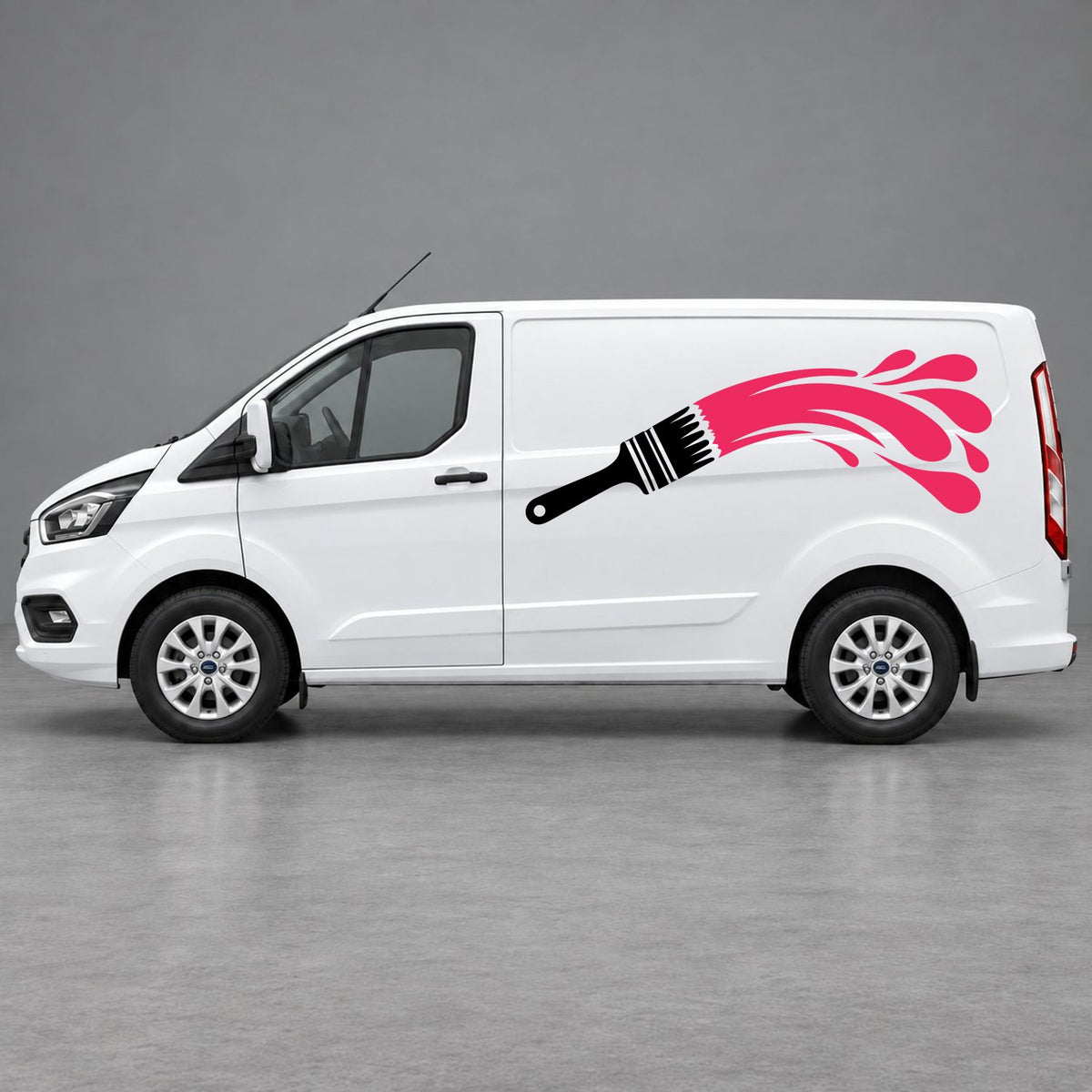 Ford Transit Custom Paintbrush Swoosh Side Graphics in Black & Pink