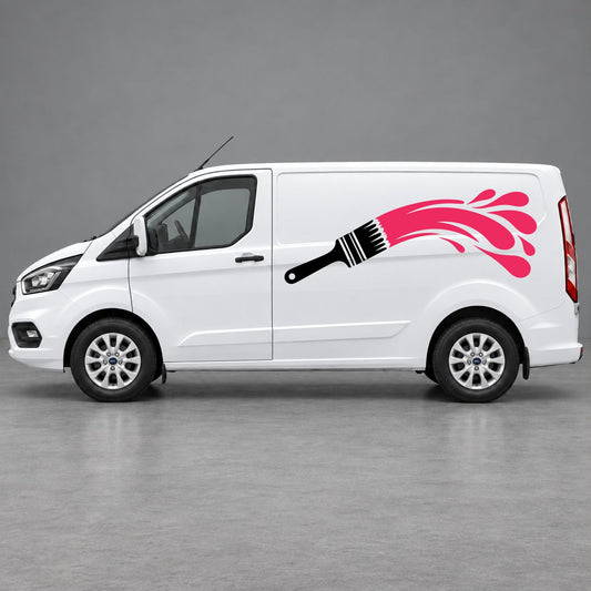 Ford Transit Custom Paintbrush Swoosh Side Graphics in Black & Pink