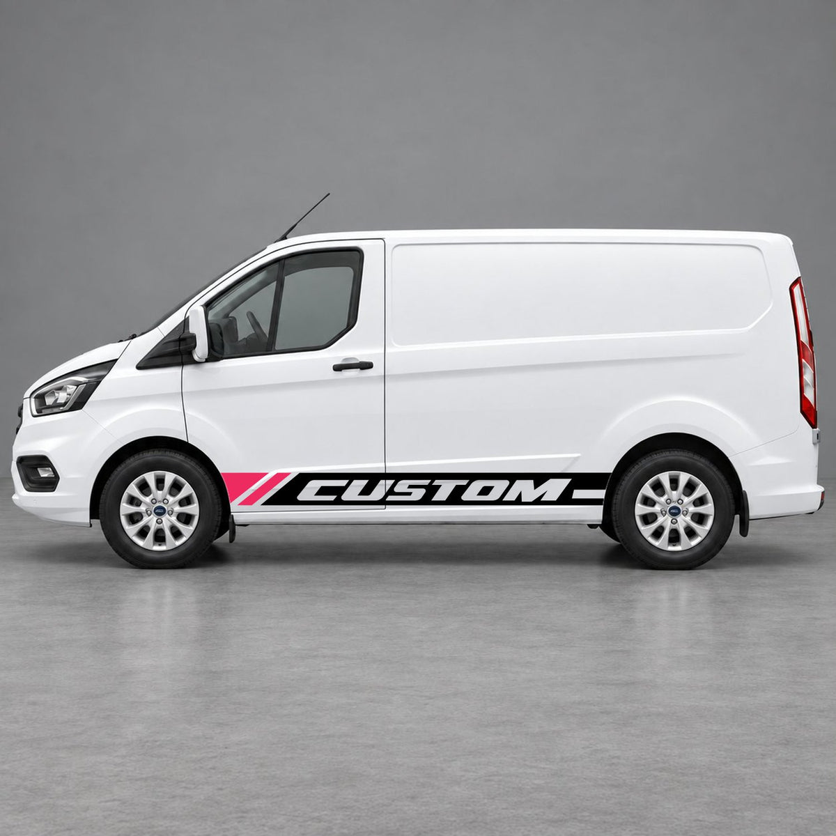 Ford Transit Custom Custom Lower Side Stripes in Black & Pink