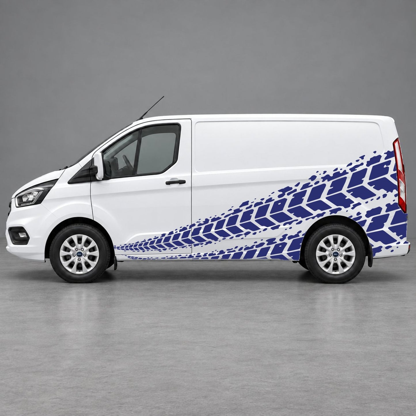 Ford Transit Custom Tyre Tread Side Graphics in Navy Blue