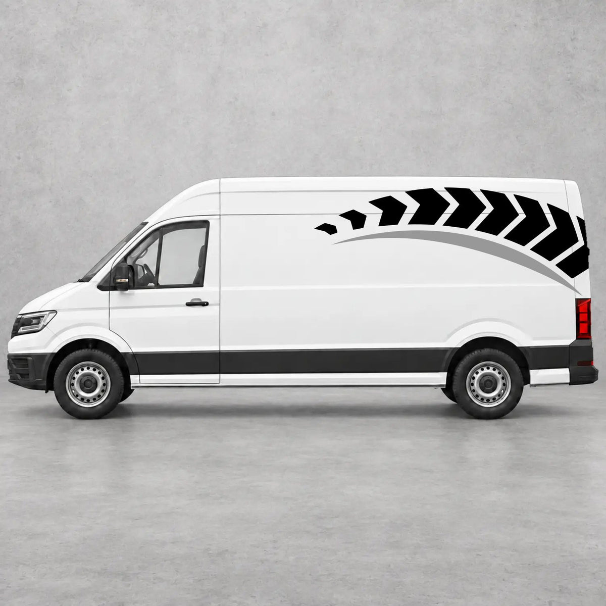 VW Crafter Chevron Track Side Graphics in Black & Grey