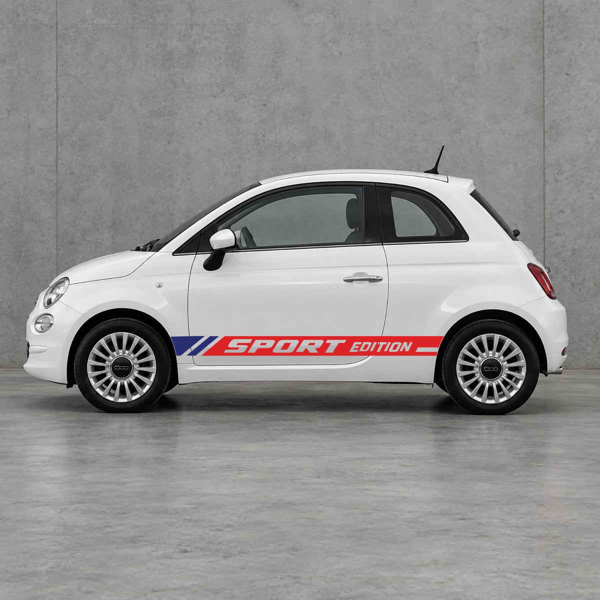 Fiat 500 Sport Edition Side Stripes Kit - Pair Supplied in Red & Navy Blue
