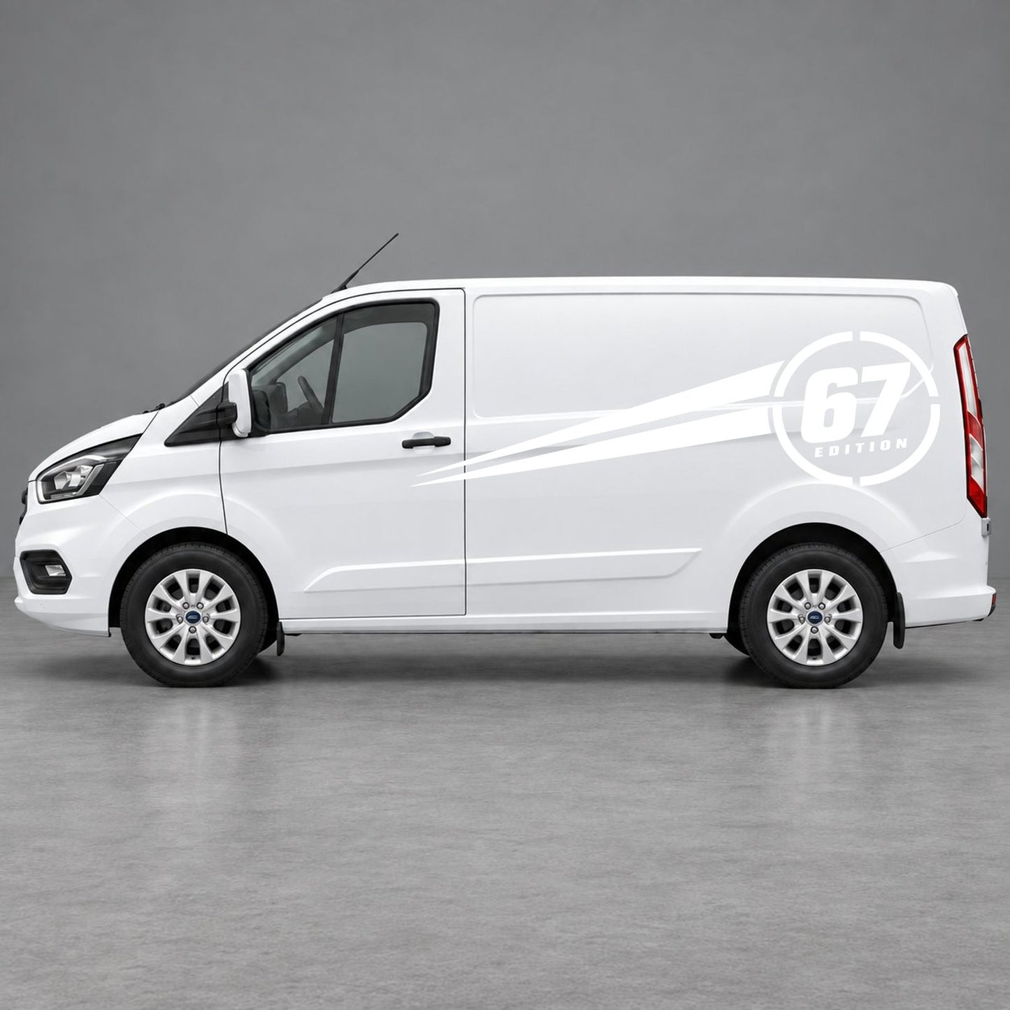Ford Transit Custom Personalised Number Edition Side Stripes in White & White