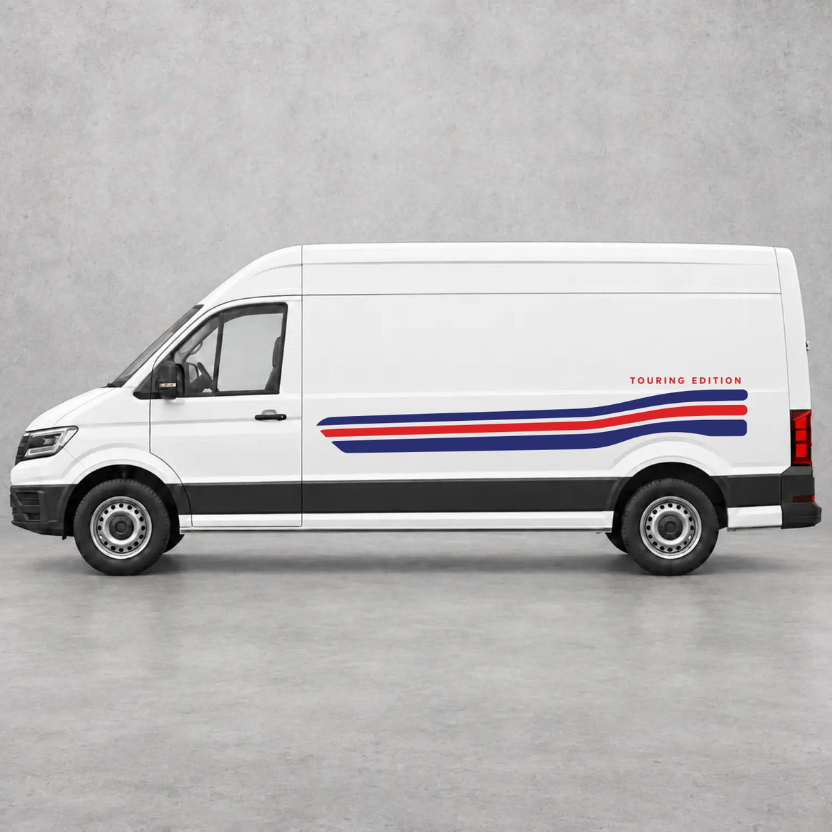 VW Crafter Touring Edition Side Stripes in Navy Blue & Red