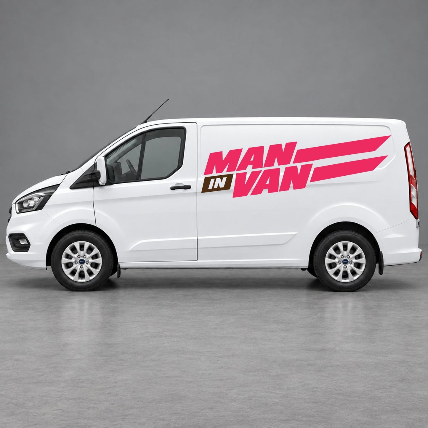 Ford Transit Custom Man in Van Side Stripes in Pink & Brown