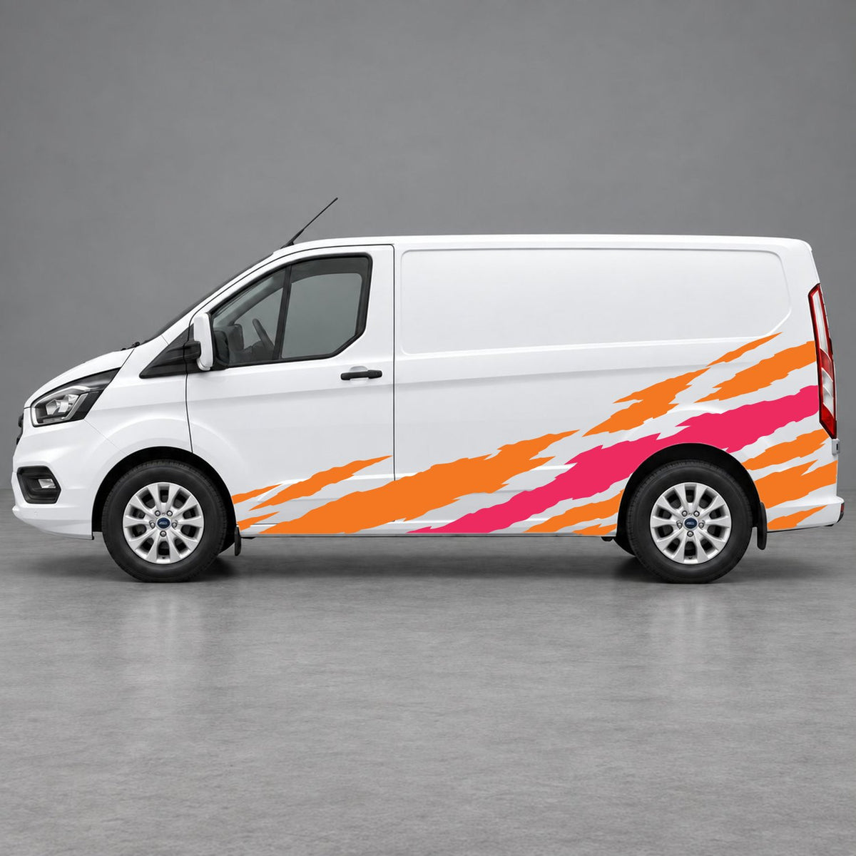 Ford Transit Custom Claw Scratch Side Graphics in Orange & Pink