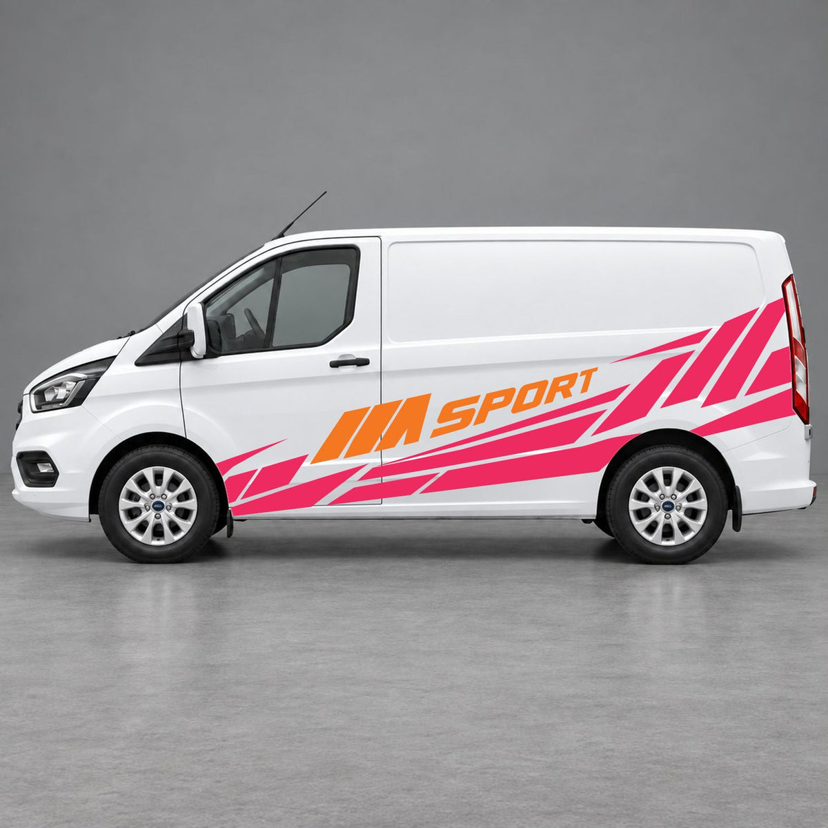 Ford Transit Custom M Sport Racing Side Graphics in Pink & Orange