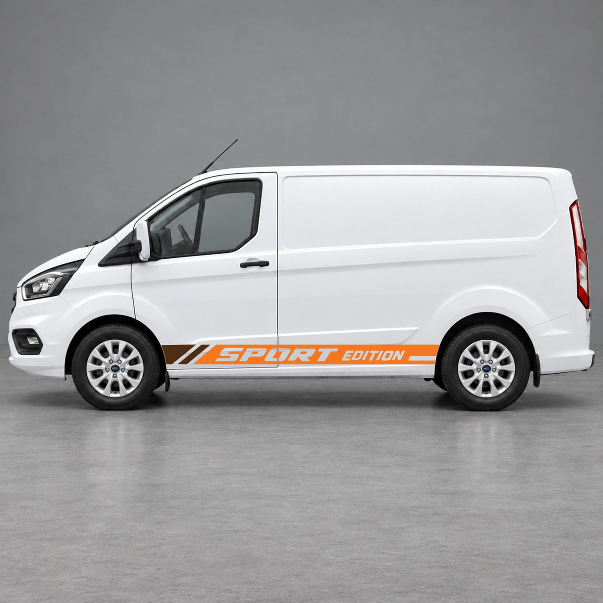 Ford Transit Custom Sport Edition Lower Side Graphics in Orange & Brown