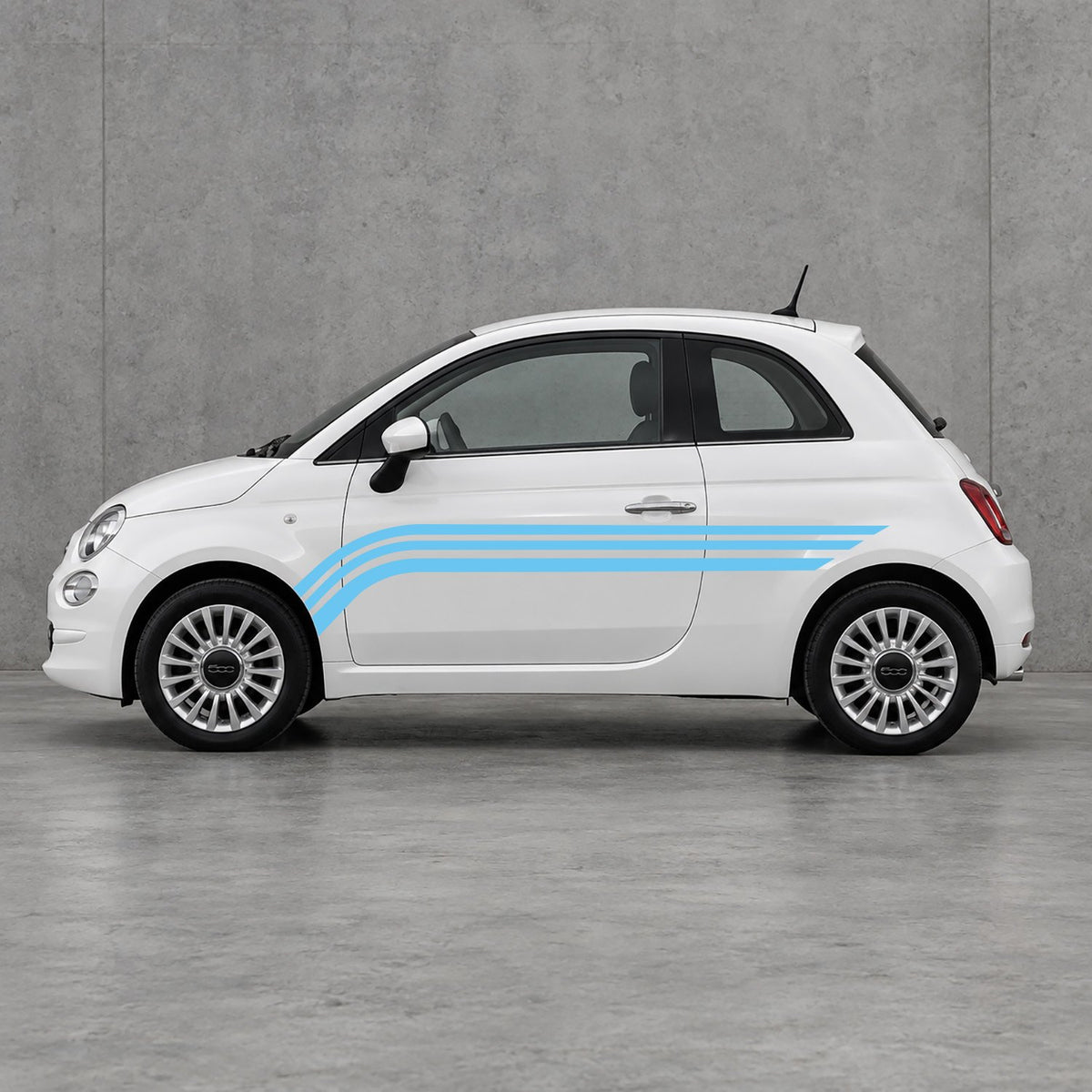 Fiat 500 Retro Triple Side Stripes Kit - Pair Supplied in Light Blue & Light Blue