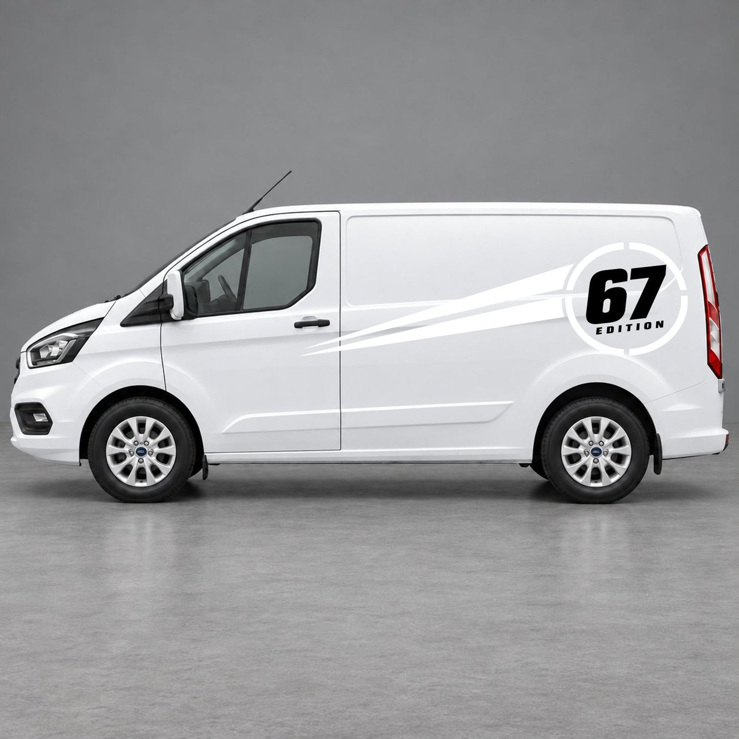 Ford Transit Custom Personalised Number Edition Side Stripes in White & Black