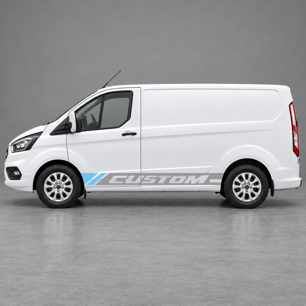 Ford Transit Custom Custom Lower Side Stripes in Grey & Light Blue