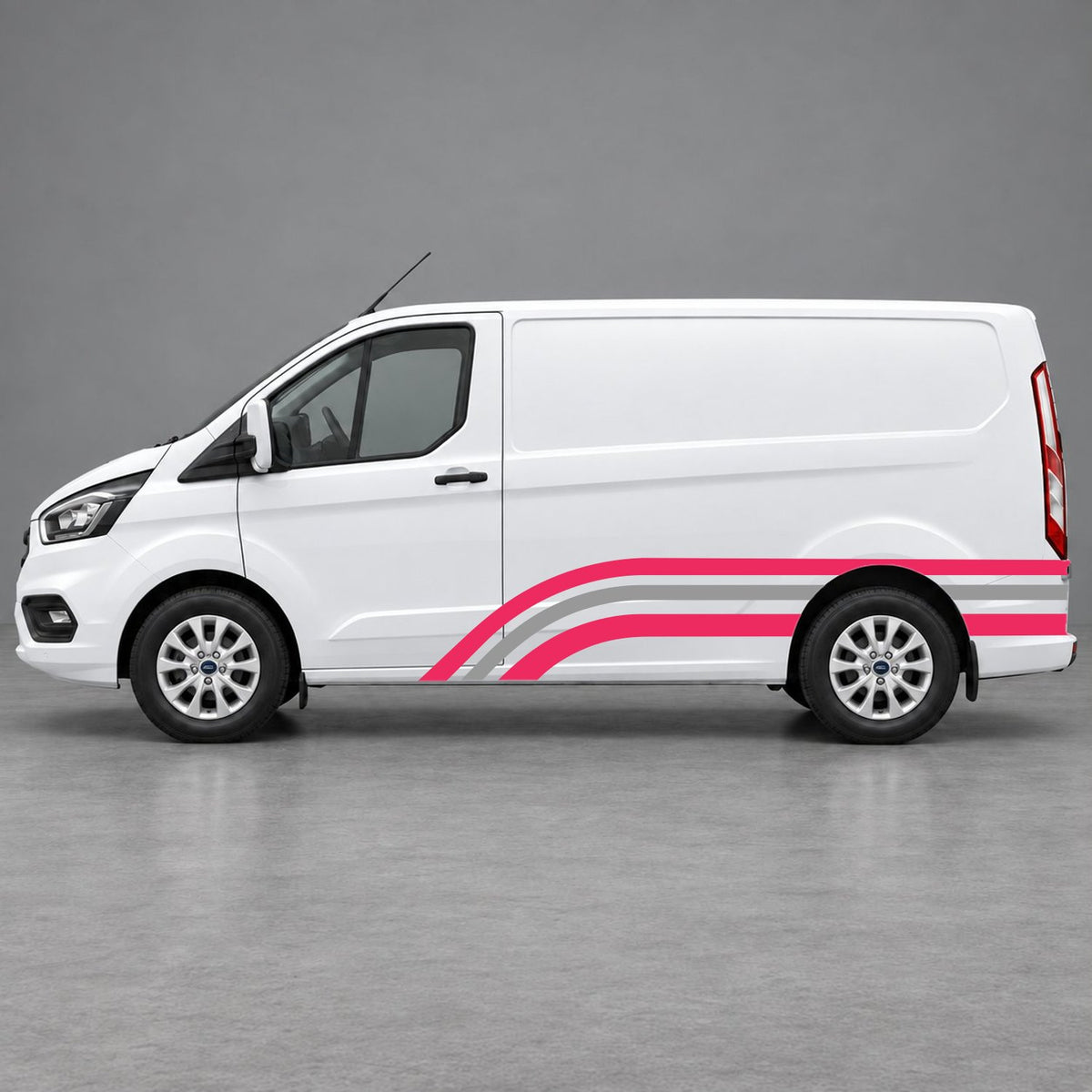 Ford Transit Custom Retro Triple-Arch Side Stripes in Pink & Grey