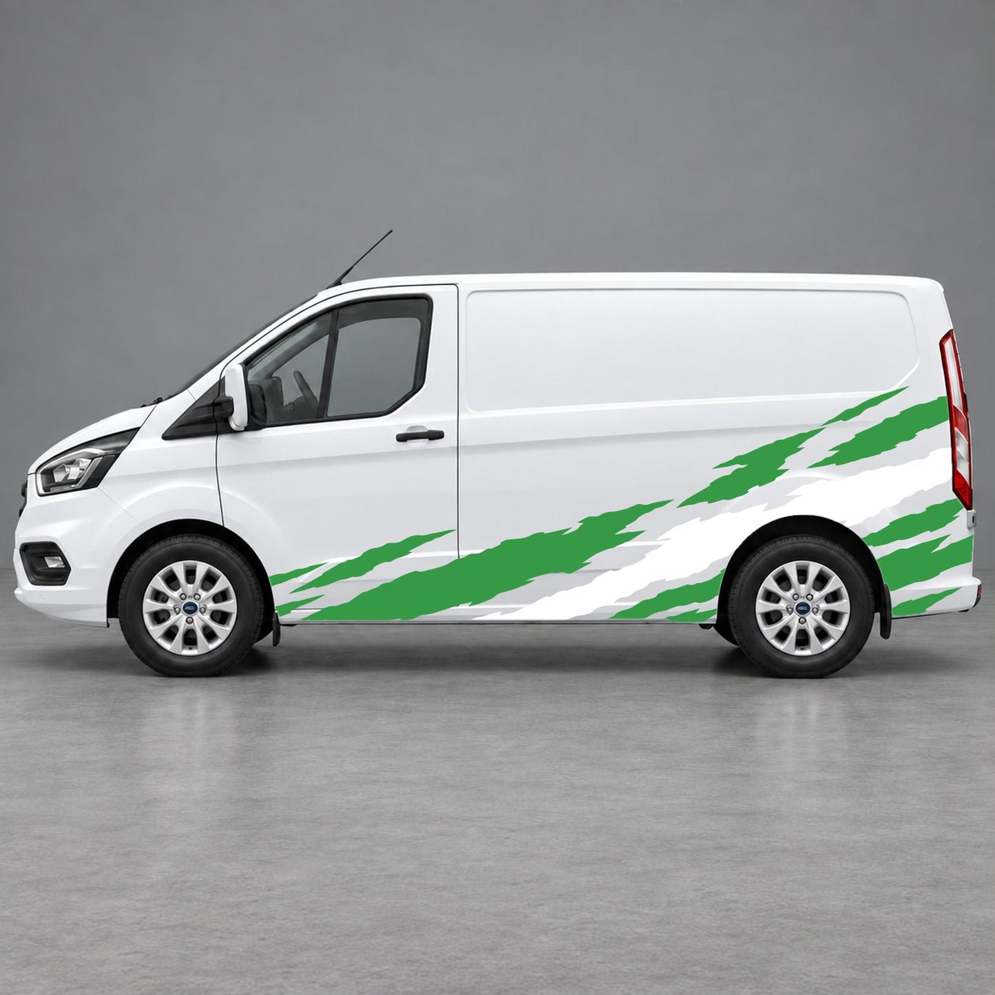 Ford Transit Custom Claw Scratch Side Graphics in Green & White