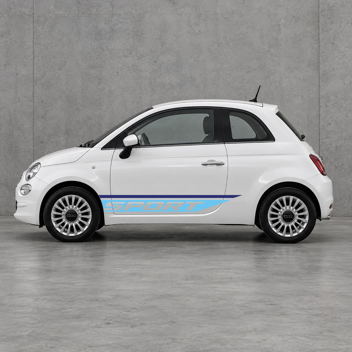Fiat 500 Sport Lower Side Stripes Kit - Pair Supplied in Navy Blue & Light Blue