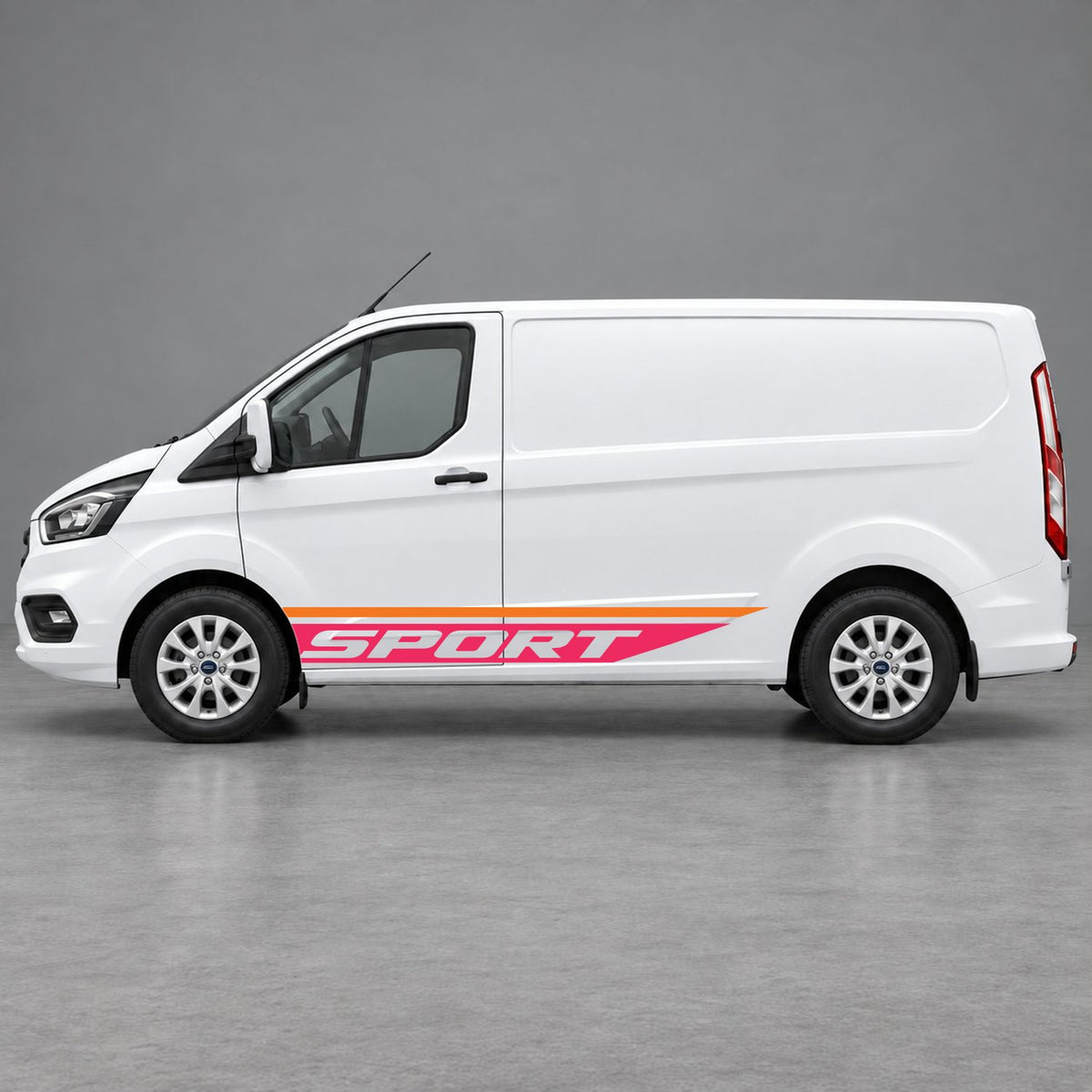 Ford Transit Custom Sport Swoosh Lower Side Stripes in Orange & Pink