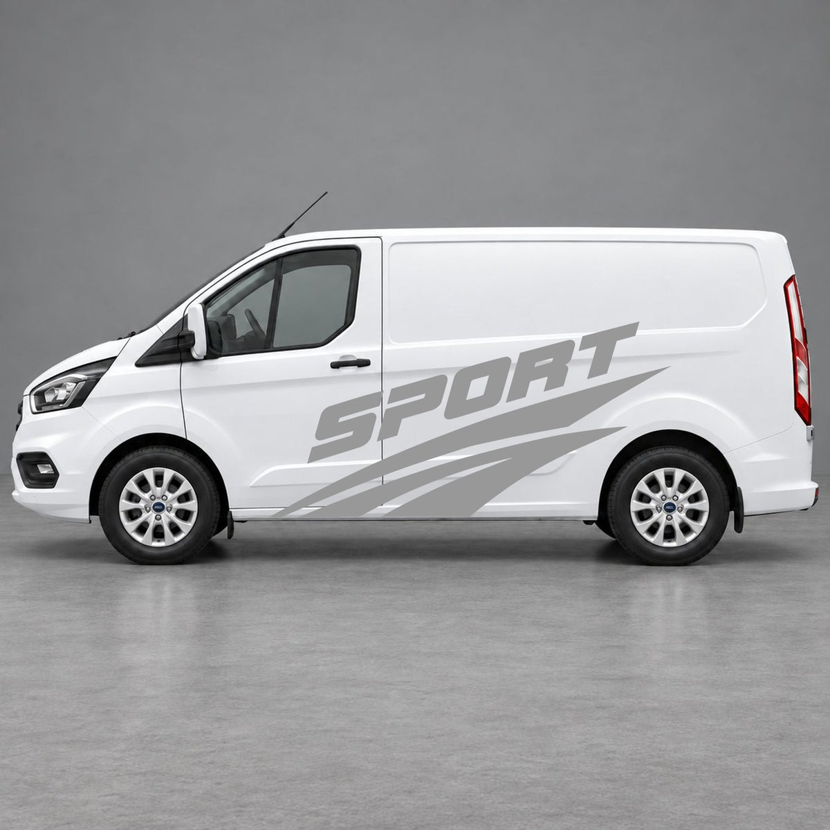 Ford Transit Custom Sport Twin Stripe Side Graphics in Grey & Grey