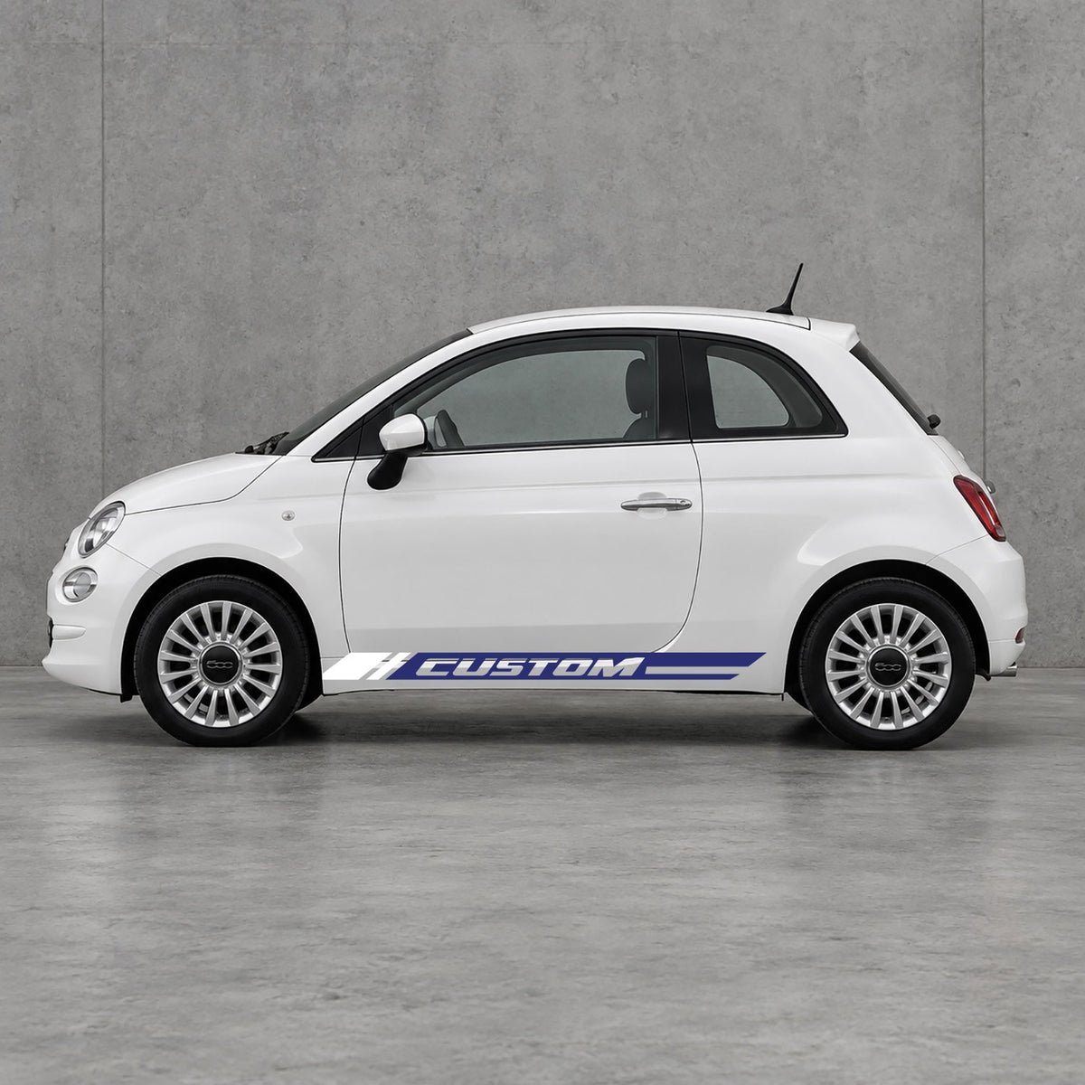 Fiat 500 Custom Lower Side Stripes Kit - Pair Supplied in Navy Blue & White
