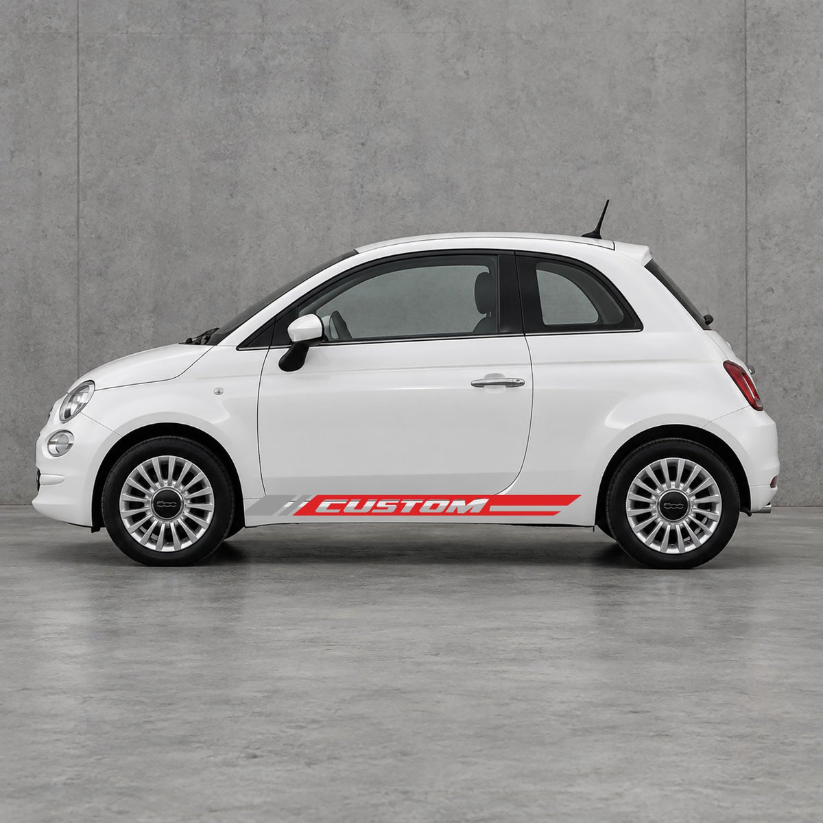 Fiat 500 Custom Lower Side Stripes Kit - Pair Supplied in Red & Grey