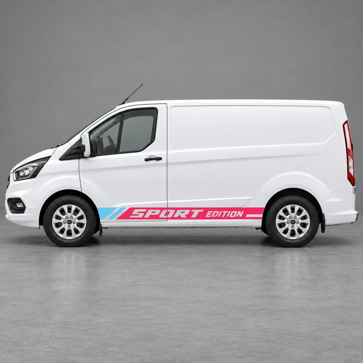 Ford Transit Custom Sport Edition Lower Side Graphics in Pink & Light Blue