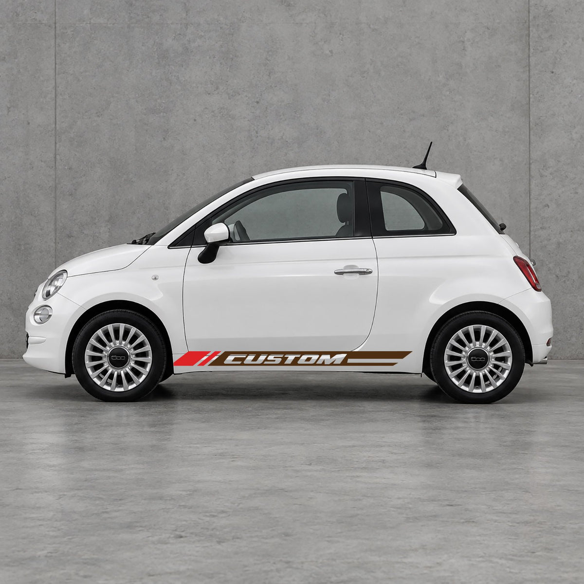 Fiat 500 Custom Lower Side Stripes Kit - Pair Supplied in Brown & Red