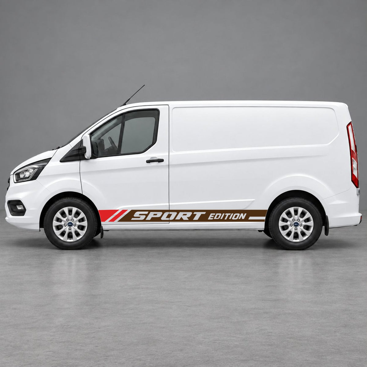 Ford Transit Custom Sport Edition Lower Side Graphics in Brown & Red