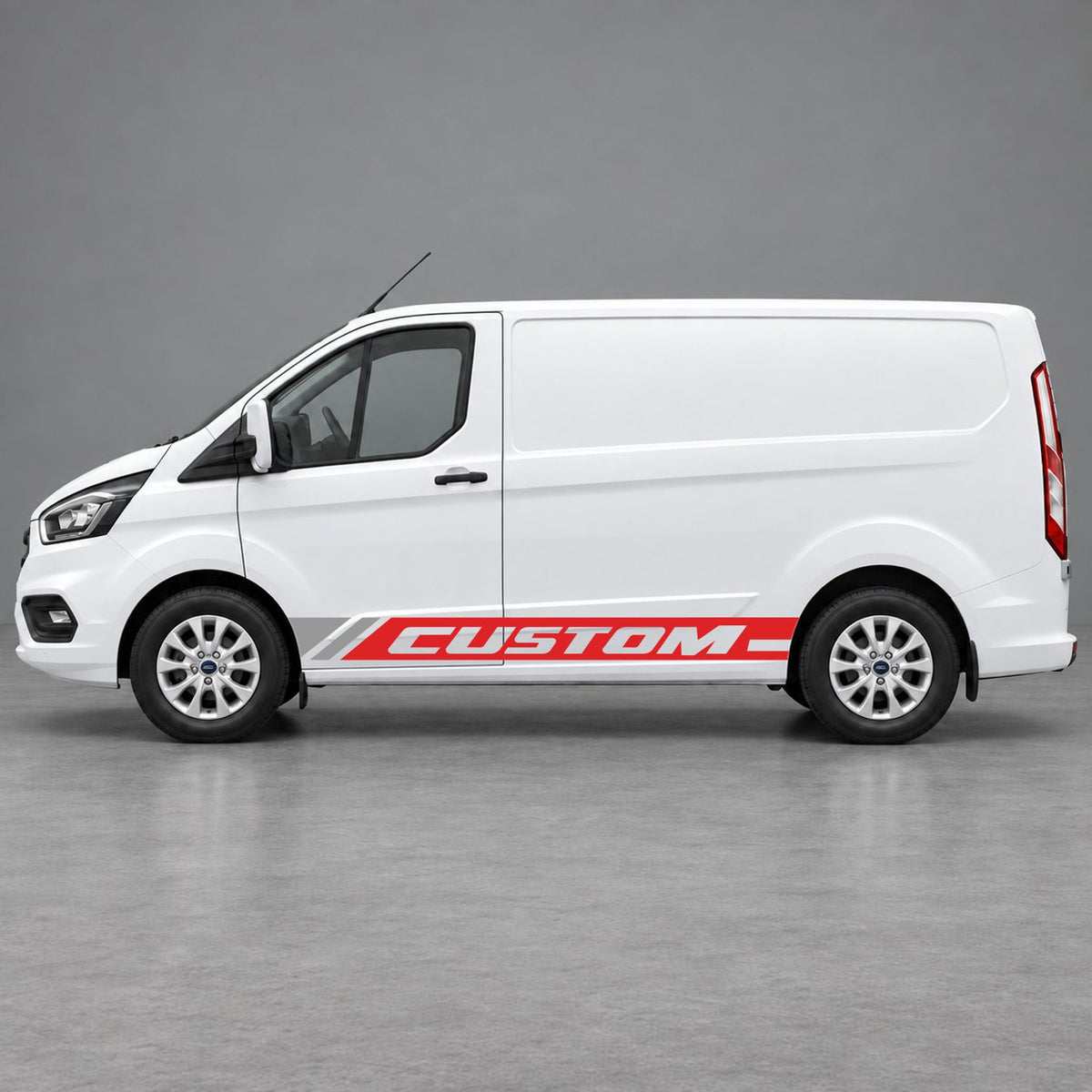 Ford Transit Custom Custom Lower Side Stripes in Red & Grey