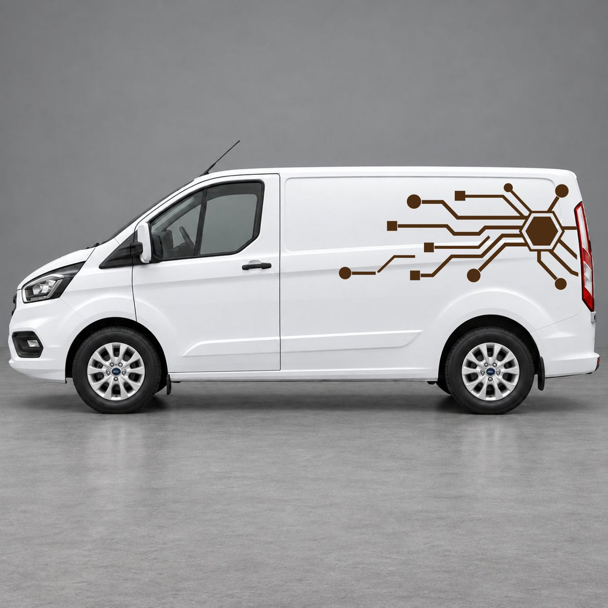 Ford Transit Custom Circuit Board Side Graphics in Brown
