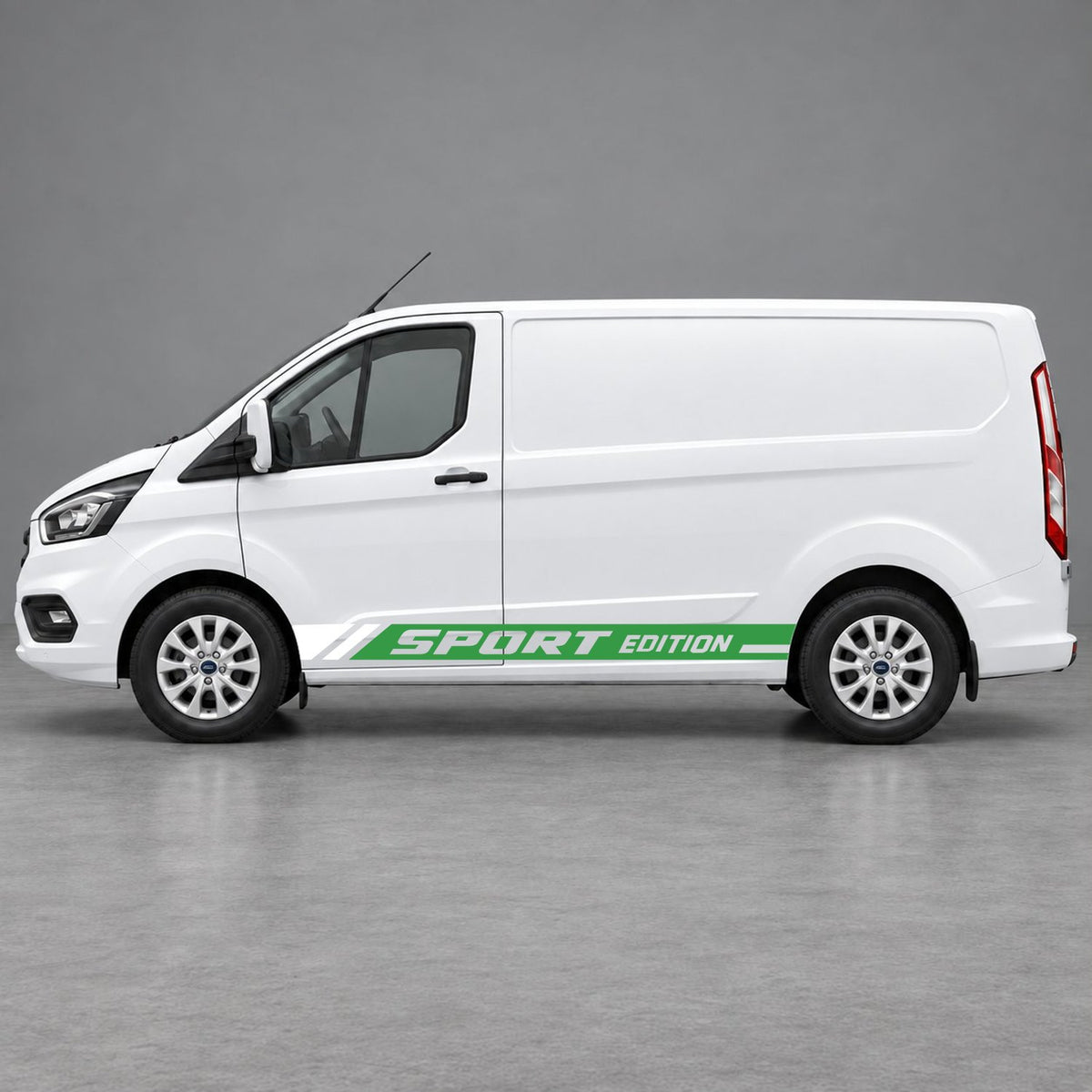 Ford Transit Custom Sport Edition Lower Side Graphics in Green & White