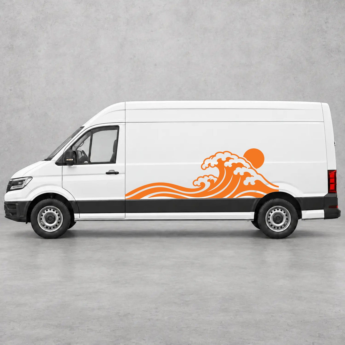 VW Crafter Ocean Wave & Sunset Side Graphics in Orange