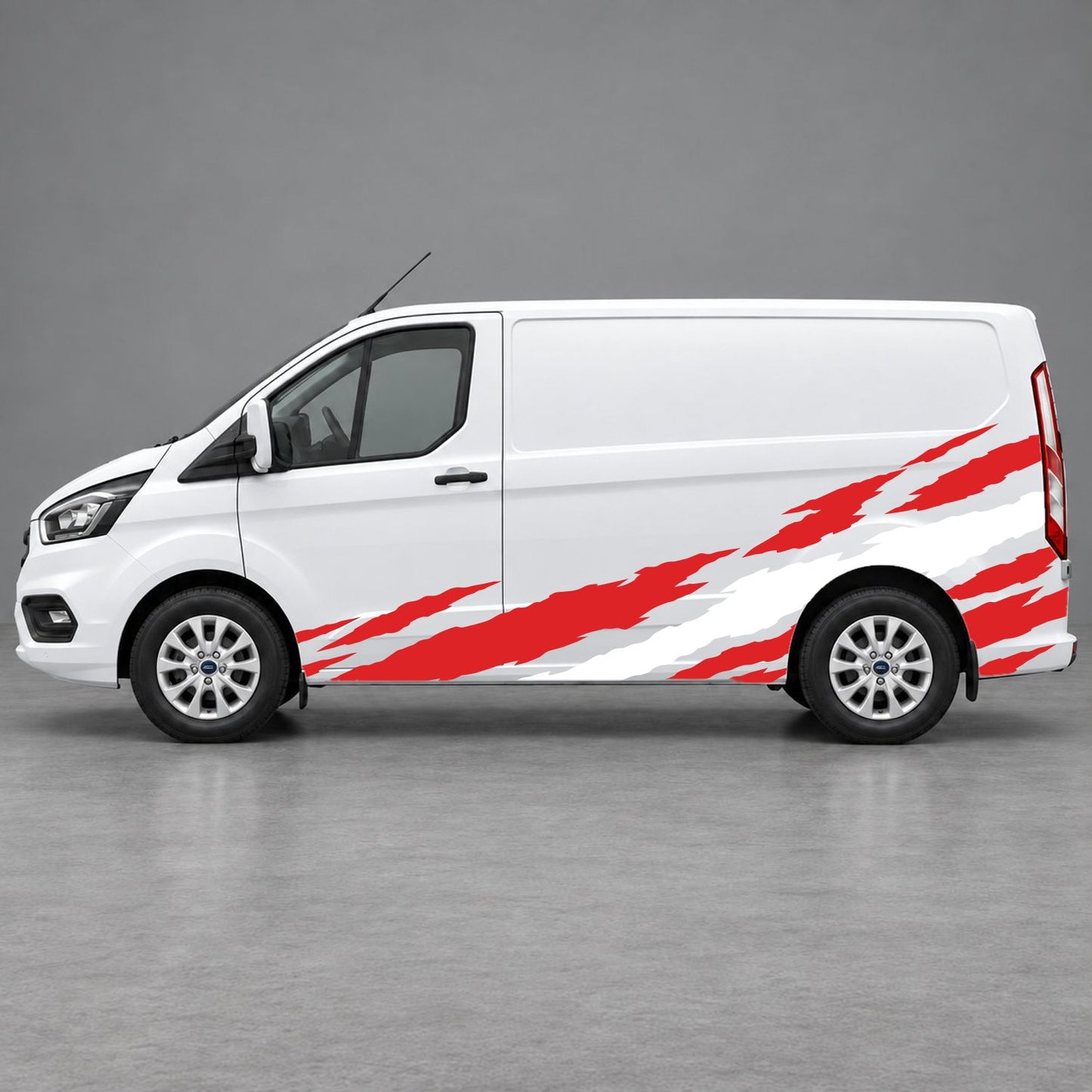 Ford Transit Custom Claw Scratch Side Graphics in Red & White