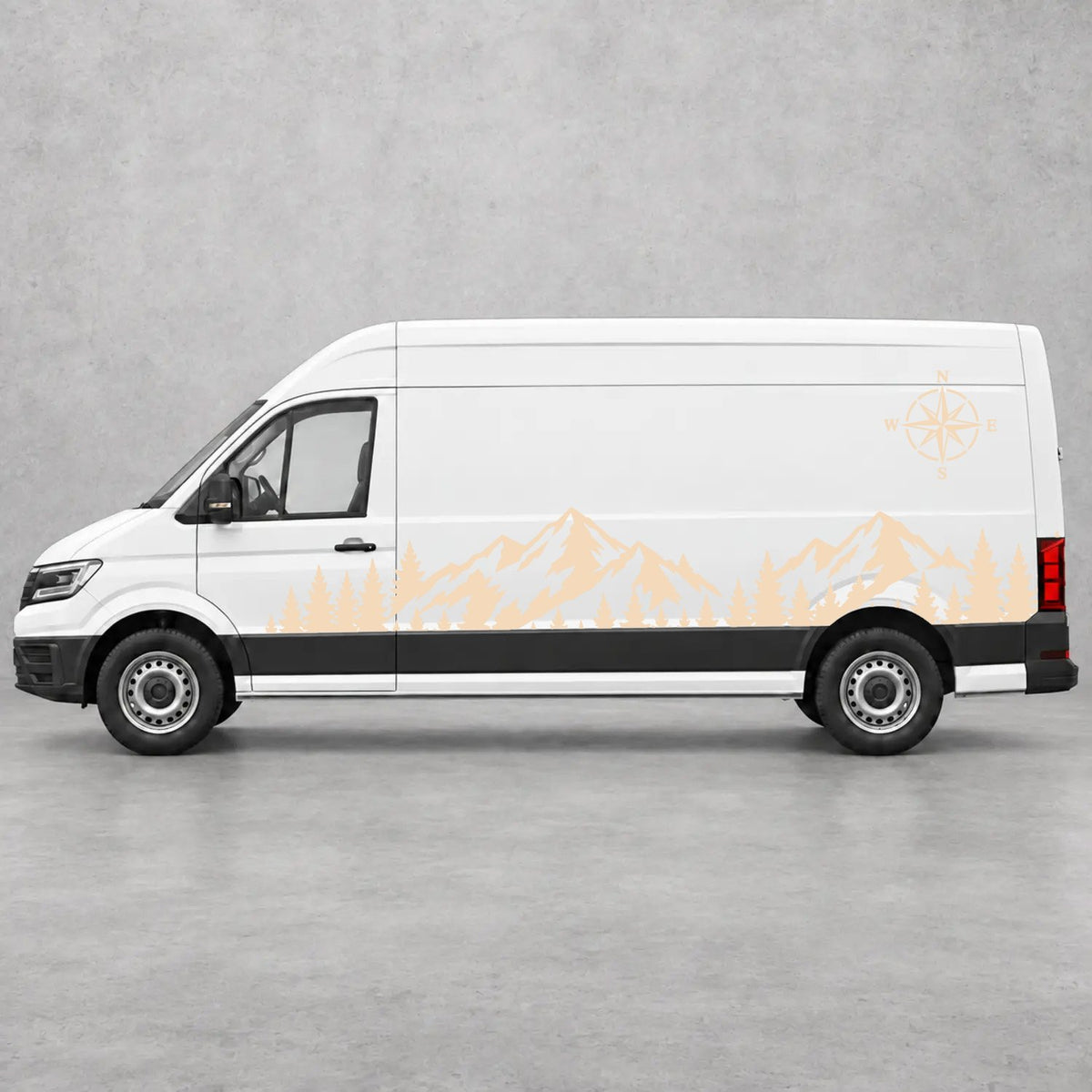 VW Crafter Mountain Forest & Compass Side Graphics in Beige