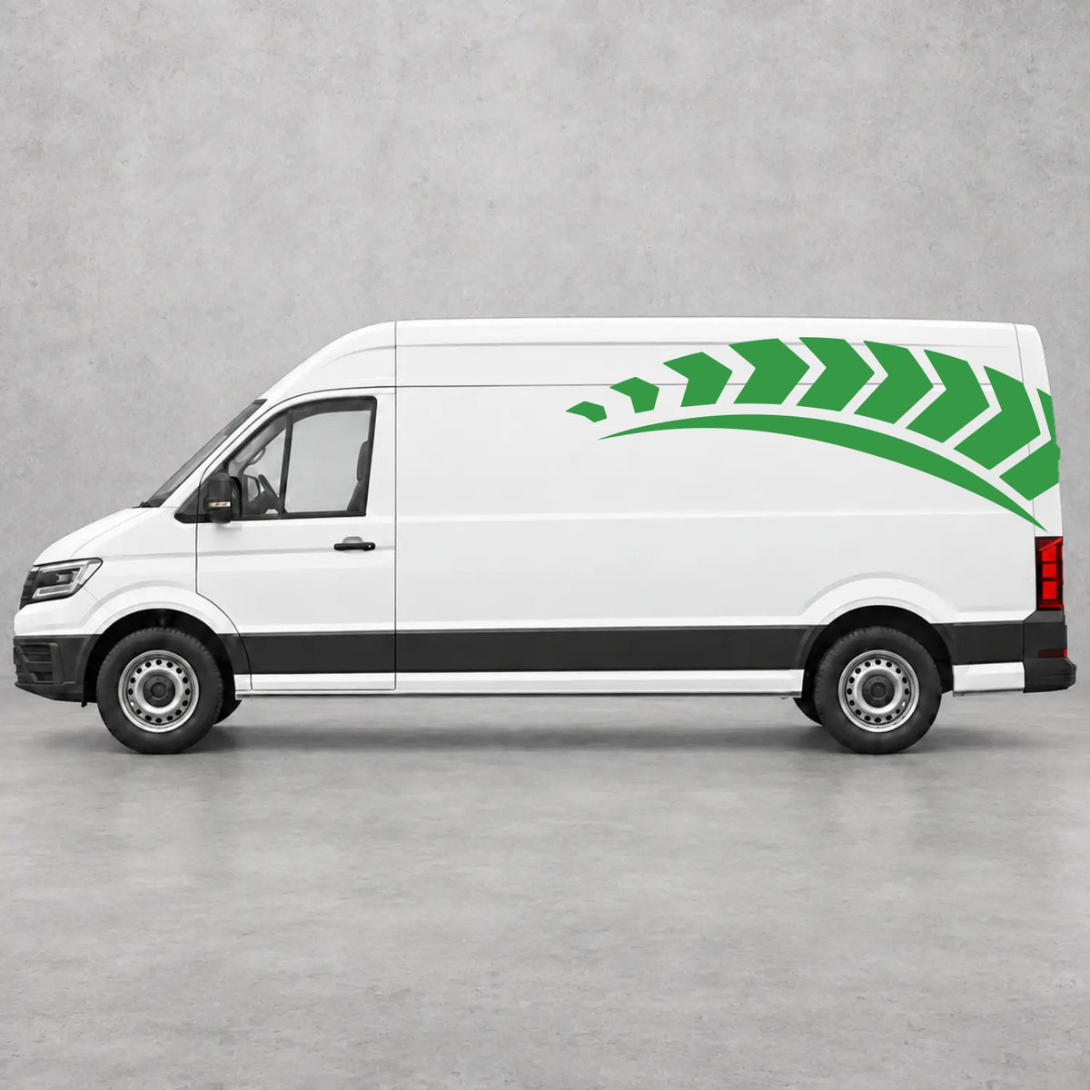 VW Crafter Chevron Track Side Graphics in Green & Green